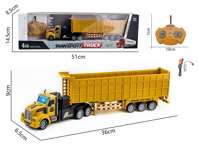 1:48 27Mhz 4-Channel Remote Control Engineering Truck With Light(Included Batteries)