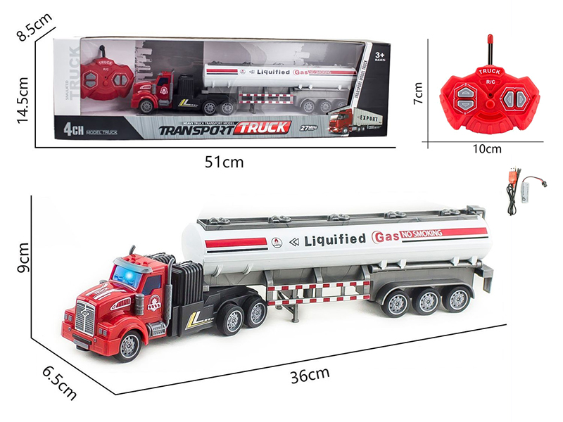 1:48 27Mhz 4-Channel Remote Control Oil Tank Truck With Light(Included Batteries)