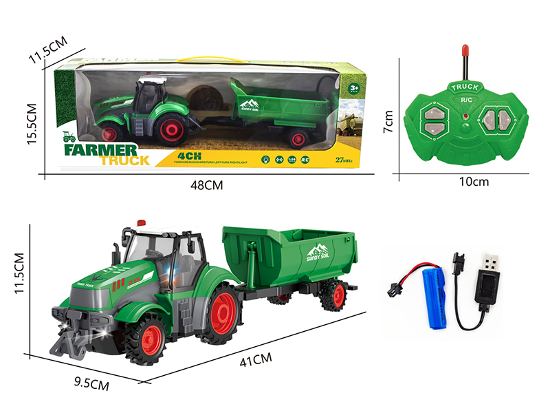 1:24 27Mhz 4-Channel Remote Control Farmer Truck Dumper With Lights(Included Batteries)
