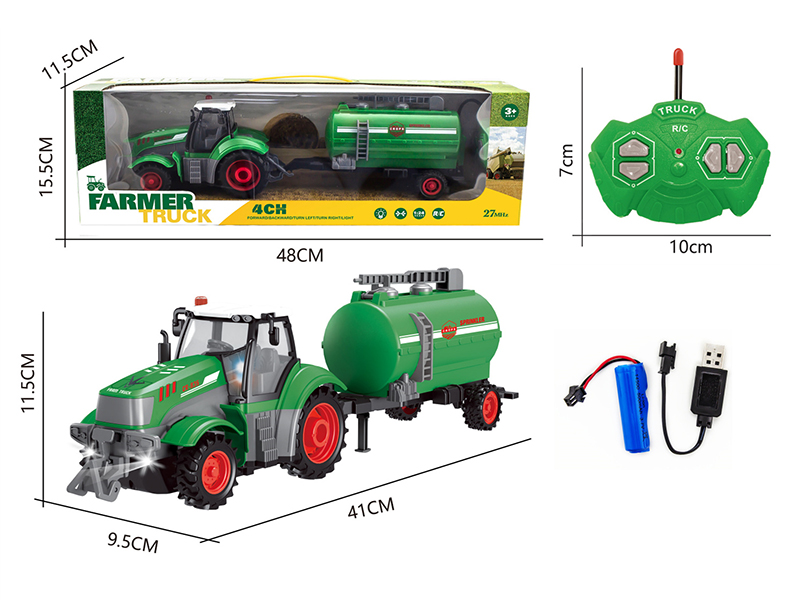 1:24 27Mhz 4-Channel Remote Control Farmer Truck Irrigation Truck With Lights(Included Batteries)