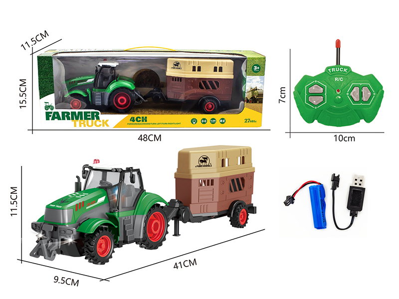 1:24 27Mhz 4-Channel Remote Control Farm Animal Transport  Truck With Lights(Included Batteries)