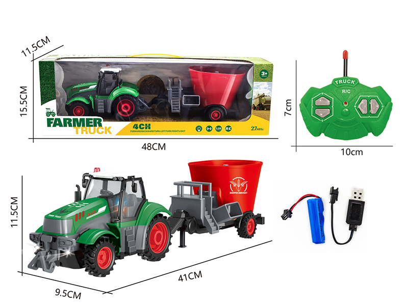 1:24 27Mhz 4-Channel Remote Control Rice Mixer Farmer Truck With Lights(Included Batteries)