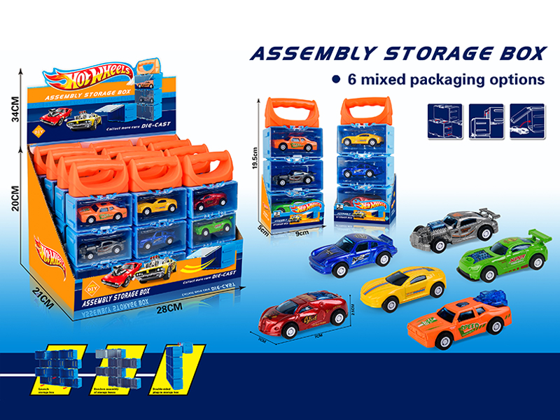 12PCS WindFire Wheel Assembly Storage Box(3 Pull Back Alloy Racing Car)