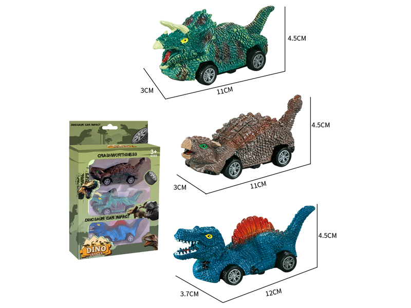 3Pcs Friction Small Simulation Dinosaur Car