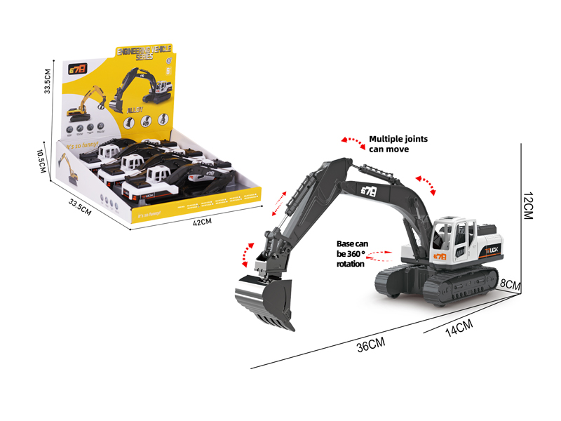6Pcs Friction Simulated Excavator