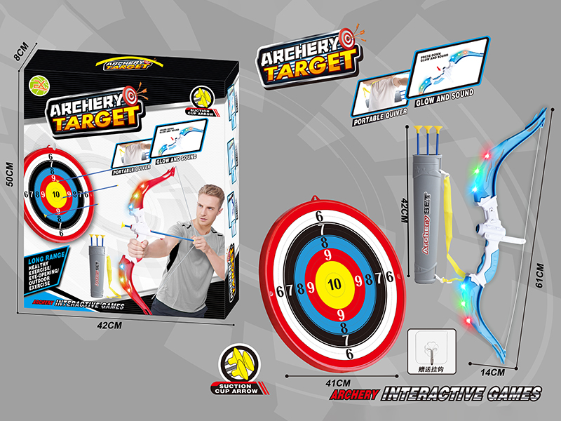 Large Size Bow And Arrow Set(With Light) + Archery Target + Hook