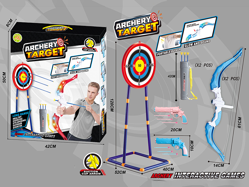 1.2M Archery Target + Large Size Two Bow And Arrow Set + 2 Needle Guns
