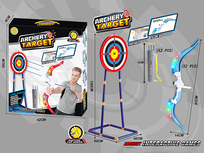 1.2M Archery Target + Large Size Two Bow And Arrow Set(With Lights)