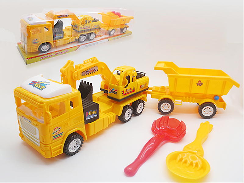 Friction Trailer With Excavator And Car Hopper