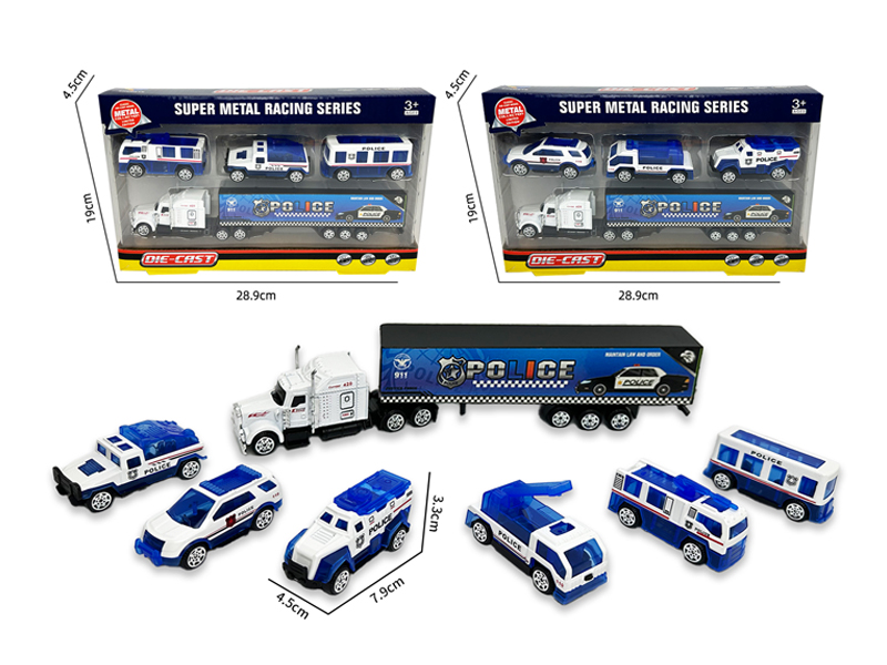 1:64 Slide Alloy Police Car（3）+Container Set