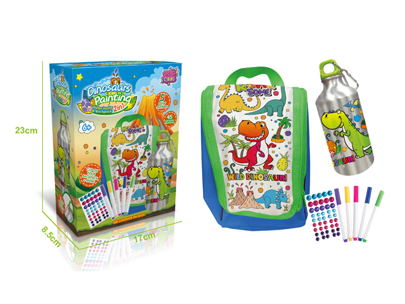 Dinosaur Graffiti Water Bottle+Handbag