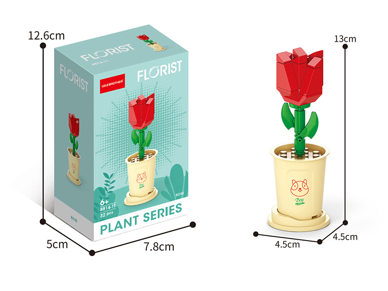 Building Block Potted Plants - Rose 32pcs