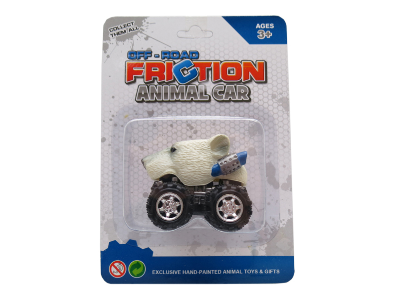 Friction/Pull Back Animal Car - White Bear