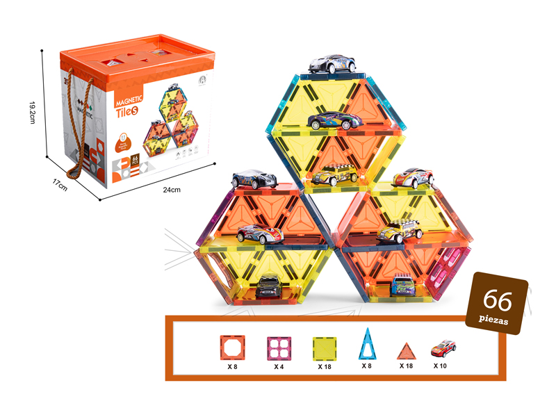 Parking Lot Magnetic Tile Building Blocks 66PCS