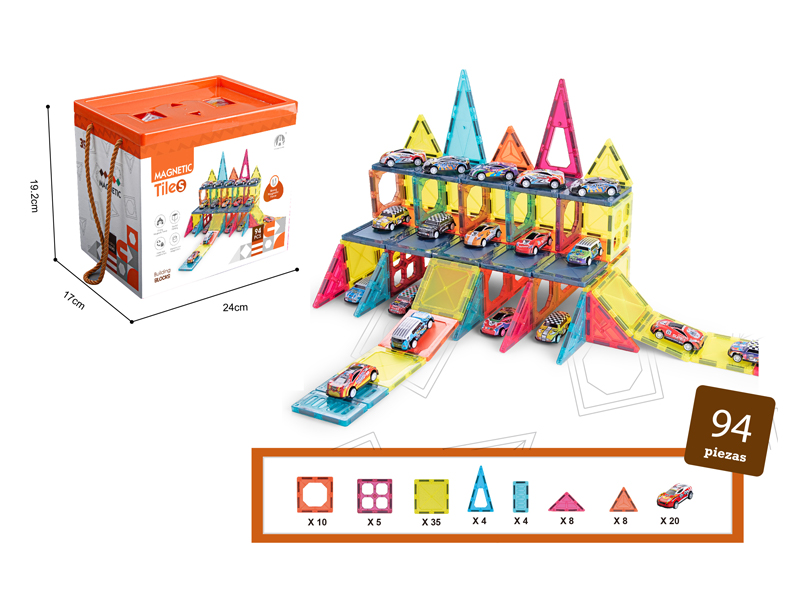 Parking Lot Magnetic Tile Building Blocks 90PCS
