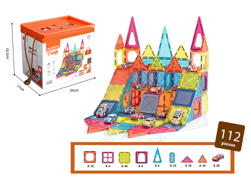 Parking Lot Magnetic Tile Building Blocks 112PCS