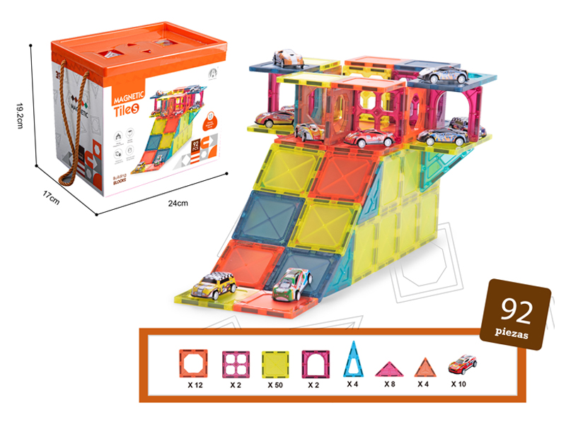 Parking Lot Magnetic Tile Building Blocks 92PCS