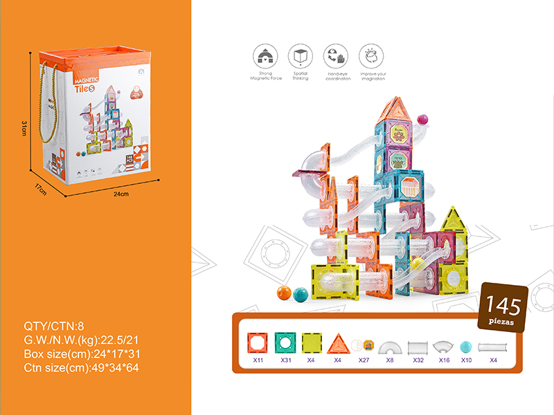 Transparent Track Ball Magnetic Building Blocks 145PCS