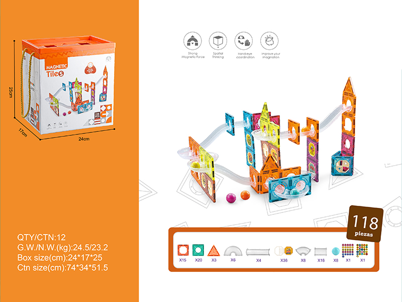 Transparent Track Ball Magnetic Building Blocks 118PCS