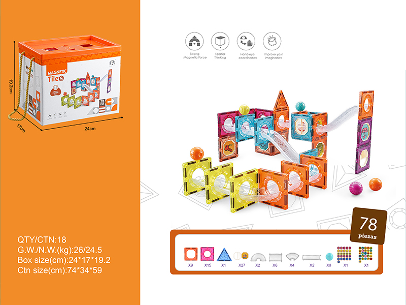 Transparent Track Ball Magnetic Building Blocks 78PCS