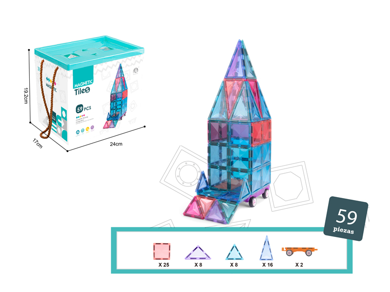Diamond Face Color Window Magnetic Building Blocks 59PCS