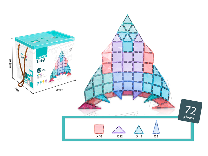 Diamond Face Color Window Magnetic Building Blocks 72PCS