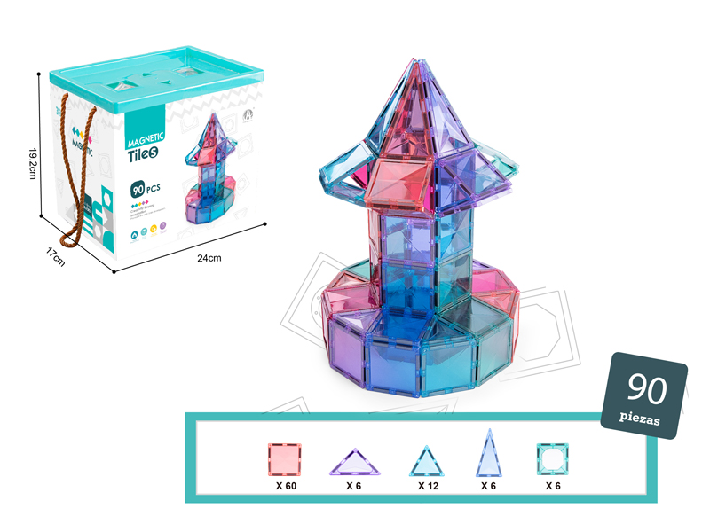 Space Theme Color Window Magnetic Building Blocks 90PCS