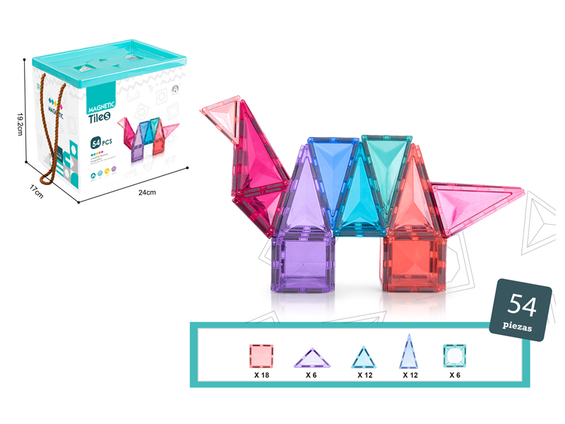 Diamond Face Color Window Magnetic Building Blocks 54PCS