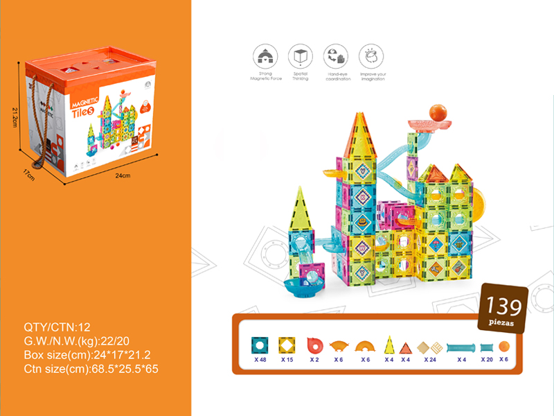 Assembly Magnetic Blocks For Ball Track 139PCS