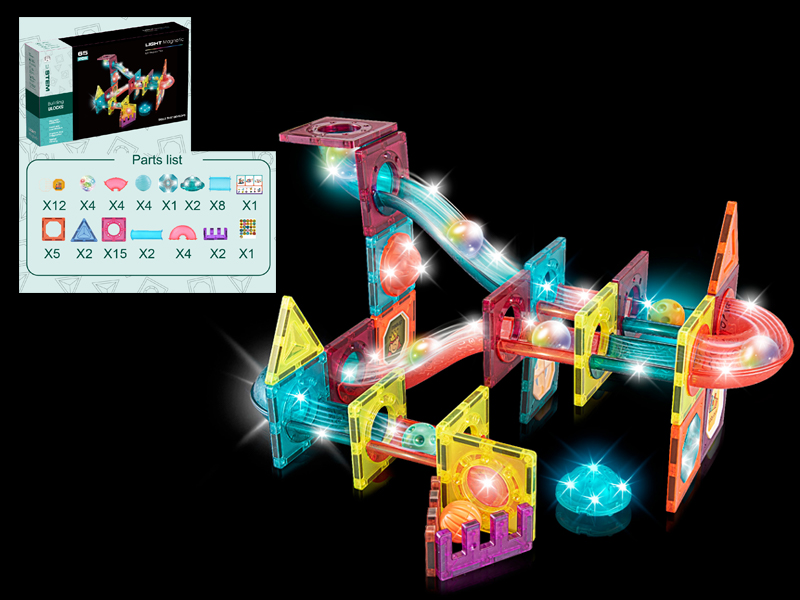 Track Ball Magnetic Building Block With Light+65PCS
