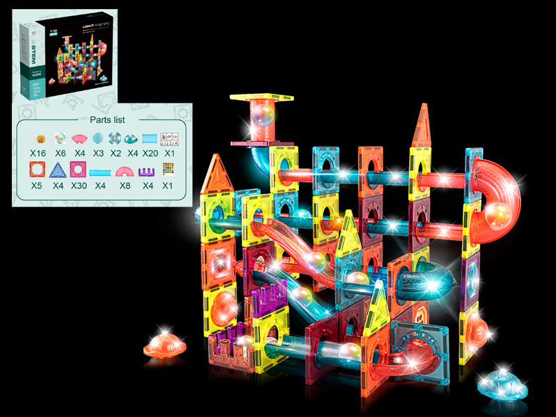 Track Ball Magnetic Building Block With Light+110PCS