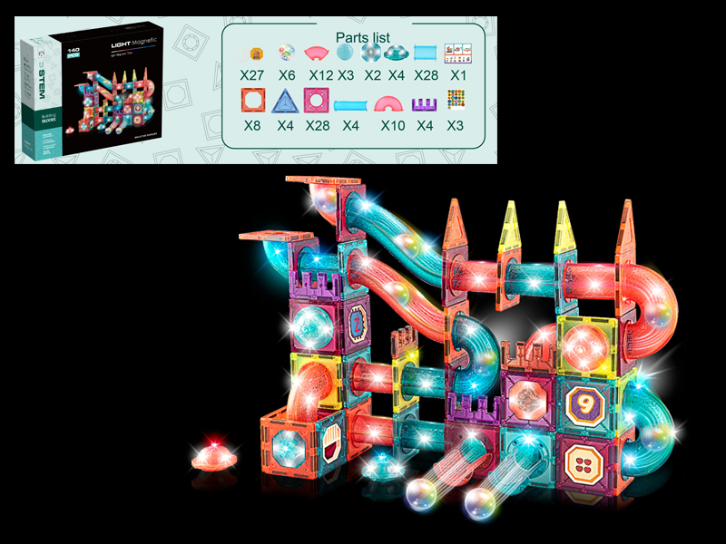 Track Ball Magnetic Building Block With Light+140PCS