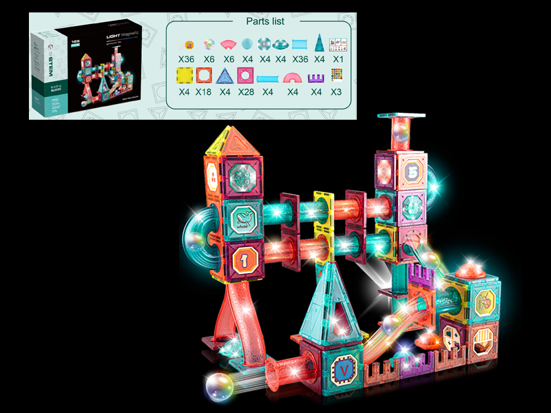 Track Ball Magnetic Building Block With Light+166PCS