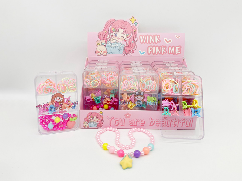 Girls' Jewelry Rubber Band+Hairpin+Necklace 12PCS