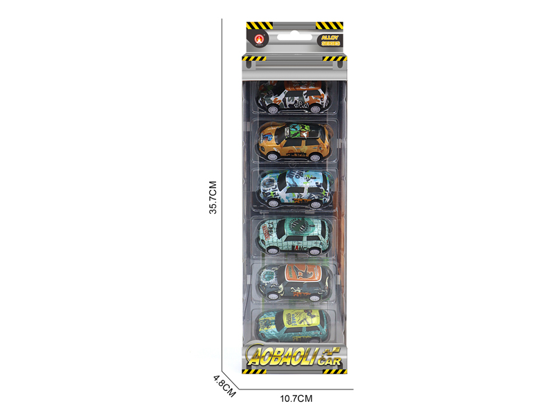 6PCS 7.5CM PUll Back Alloy Car
