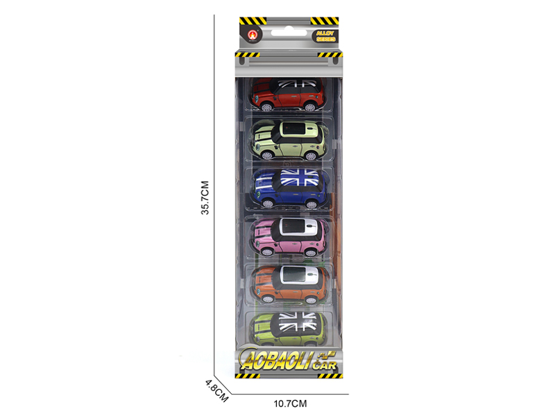 6PCS 7.5CM PUll Back Alloy Car
