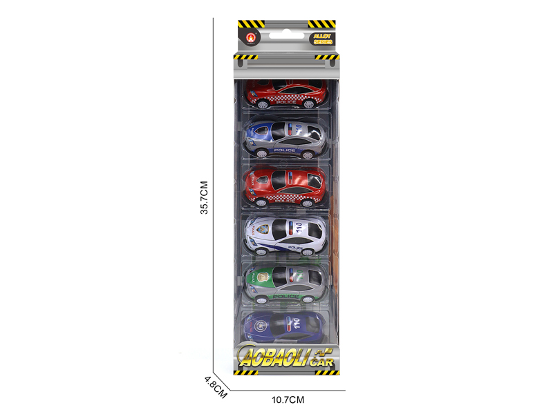 6PCS 8.6CM PUll Back Alloy Car