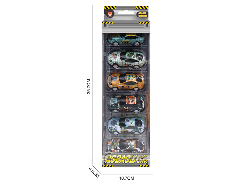 6PCS 8.6CM PUll Back Alloy Car