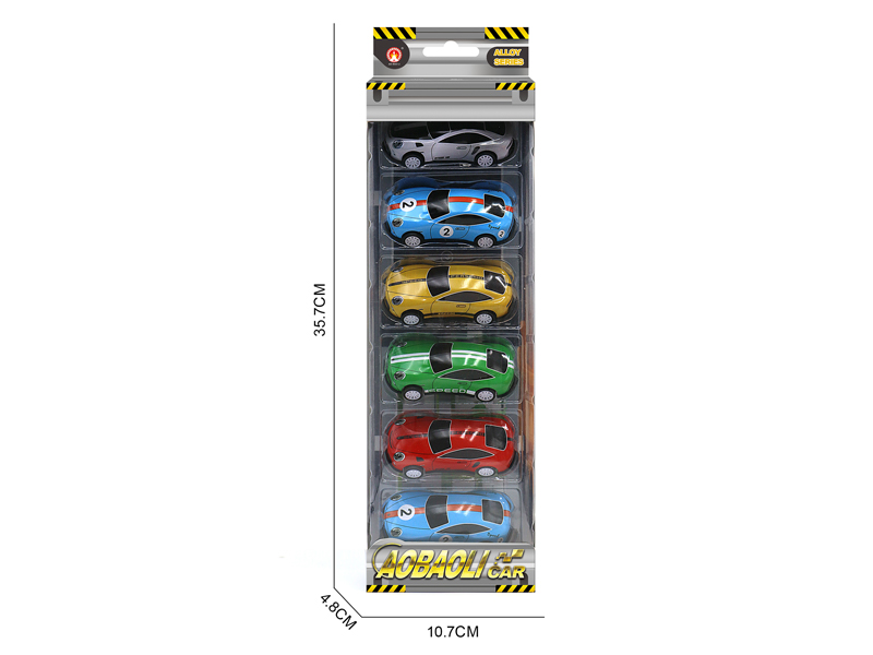 6PCS 8.6CM PUll Back Alloy Car