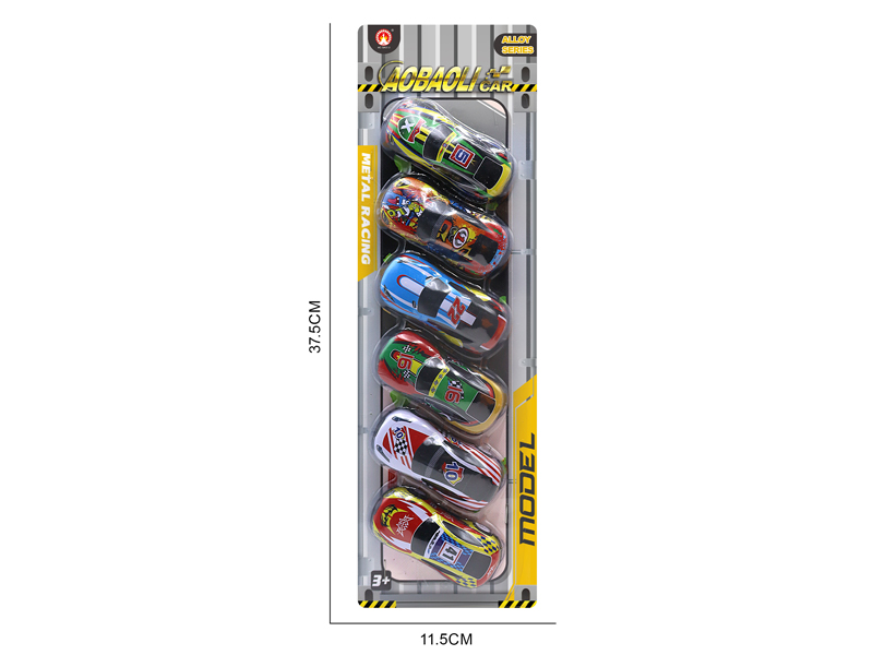 6PCS 8.6CM Pull Back Alloy Car