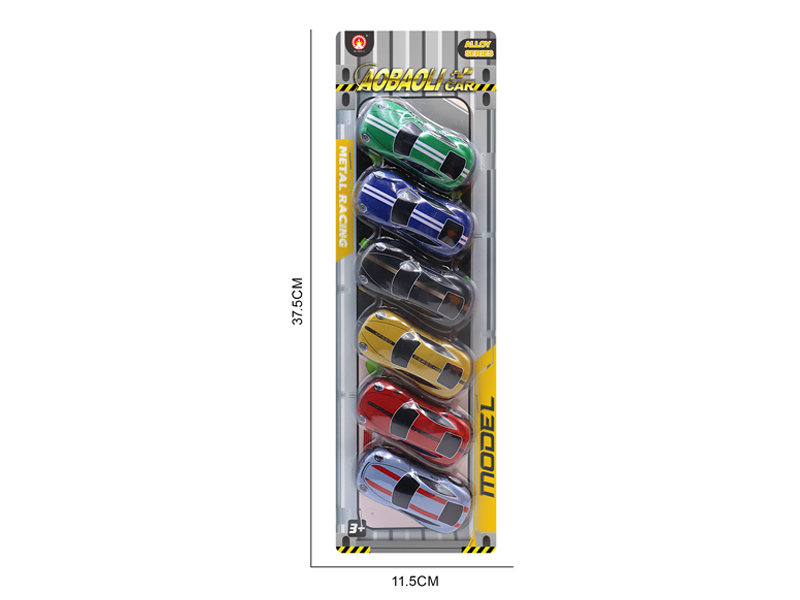 6PCS 8.6CM Pull Back Alloy Car