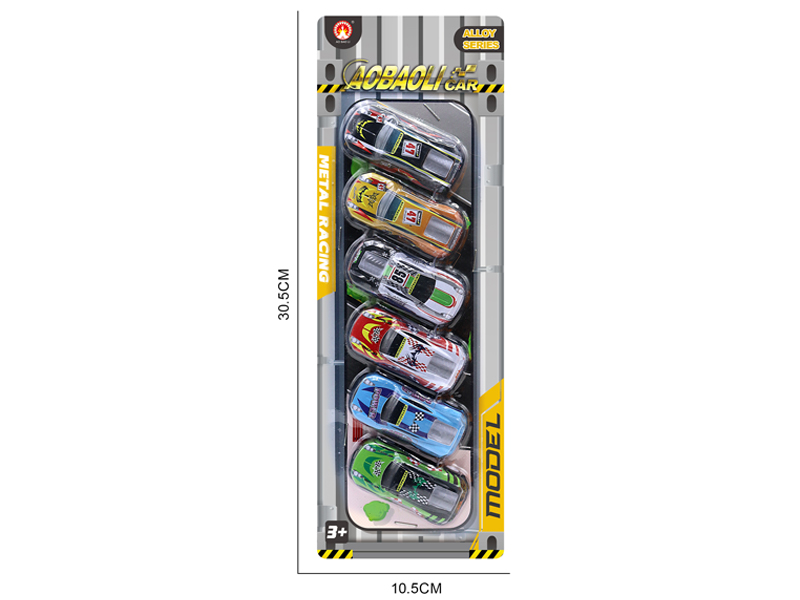 6PCS 6.8CM Pull Back Alloy Car