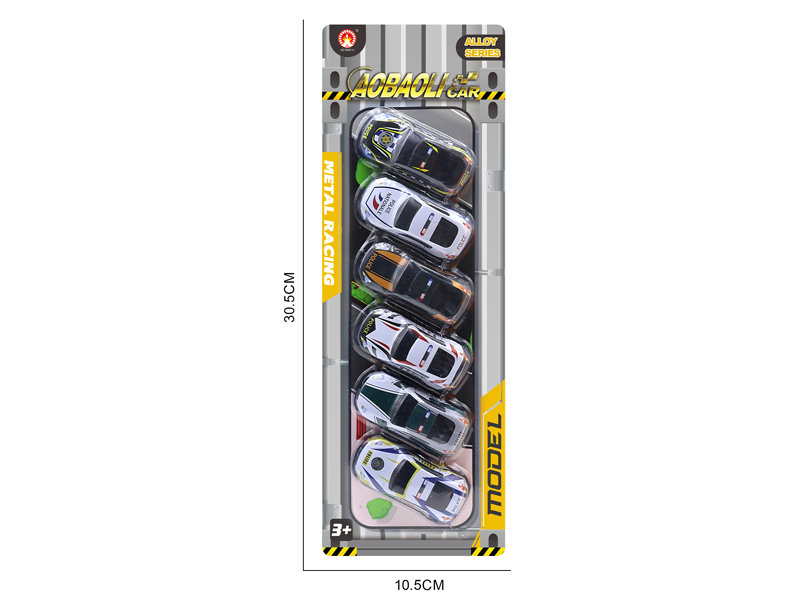 6PCS 6.8CM Pull Back Alloy Car