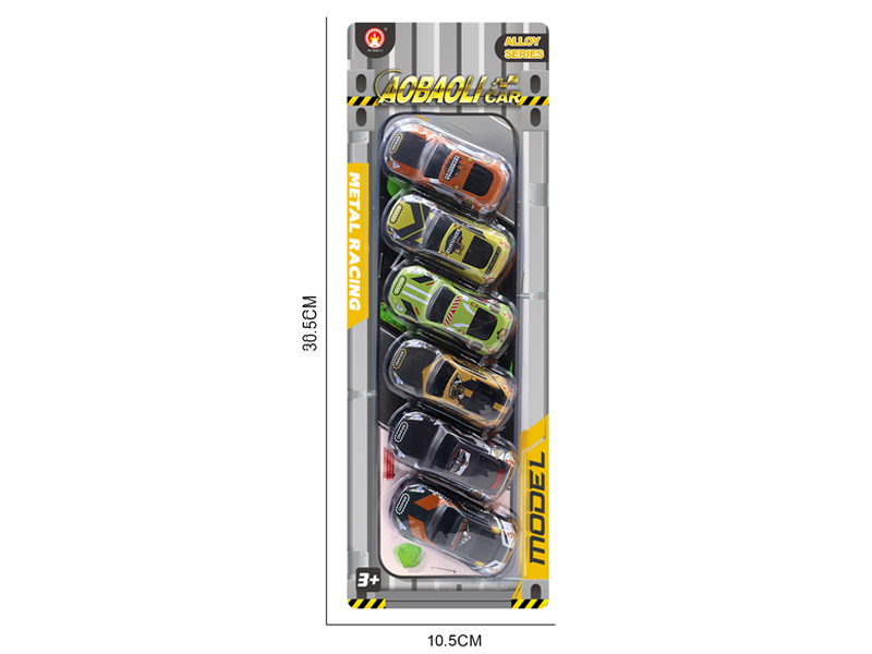 6PCS 6.8CM Pull Back Alloy Car