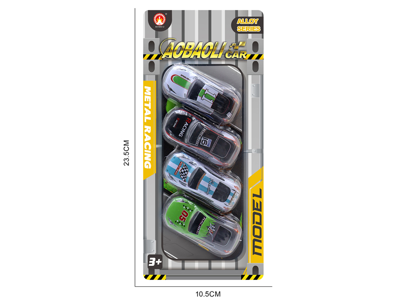 4PCS 6.8CM Pull Back Alloy Car