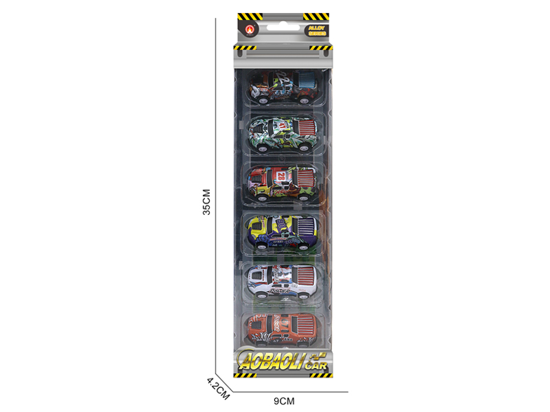 6PCS 6.8CM Pull Back Alloy Car