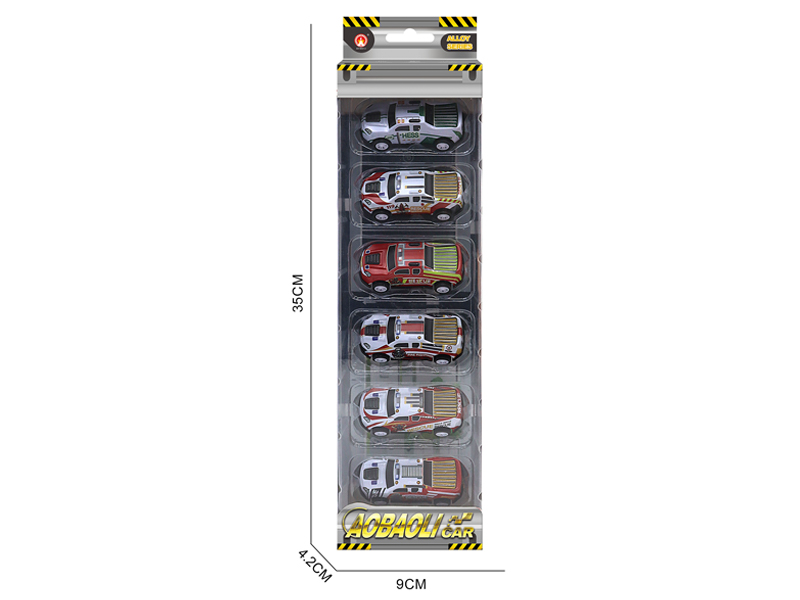 6PCS 6.8CM Pull Back Alloy Car