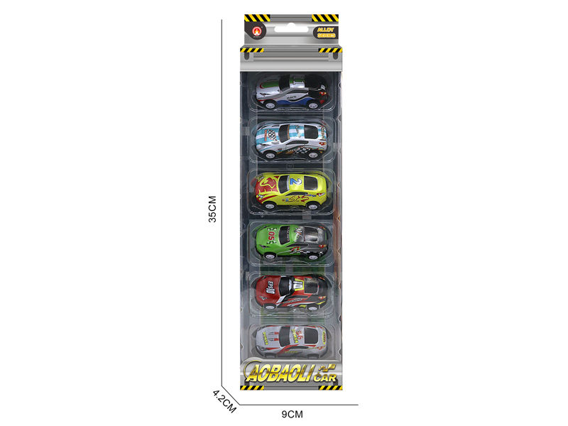 6PCS 6.8CM Pull Back Alloy Car