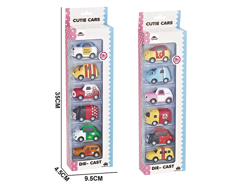 6 Pull Back Q Edition Alloy Cars