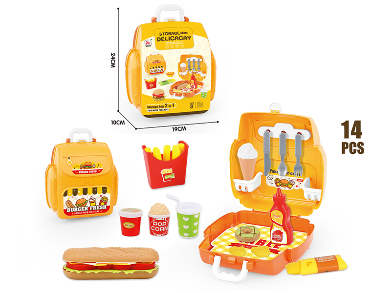 Storage Backpack Hamburger Play Set 14pcs